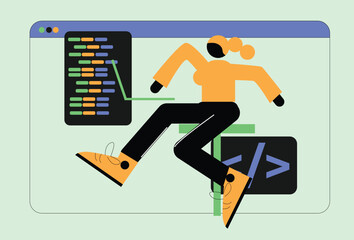The concept illustration of a programmer or web developer, UI designer