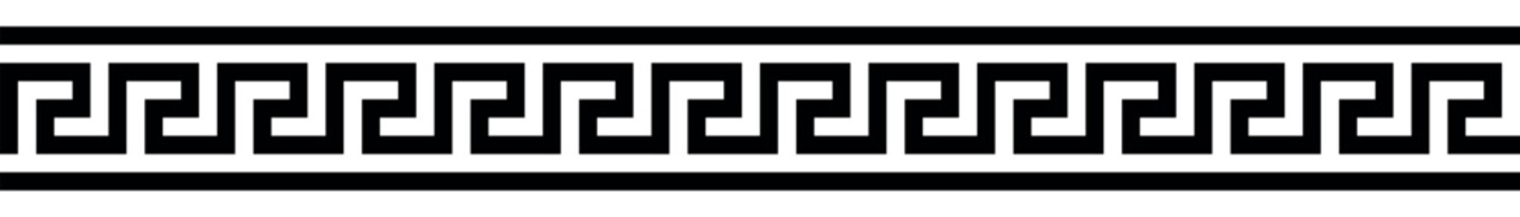 Wall Mural - ancient greek ornament - black and white vector illustration of decorated frame, seamless repeatable