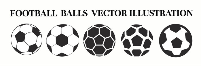 Football Balls Vector Illustration. Isolated Vector Soccer Balls.	