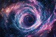 Diving into a blackhole, VR view, cosmos mysteries, closeup vibrant color