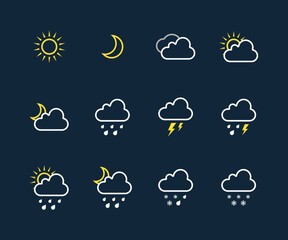 Wall Mural - Set of weather linear icons, flat vector design