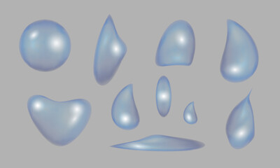 Wall Mural - Set of vector transparent 3d bubbles on gray background. Set of abstract soap or glass bubbles.