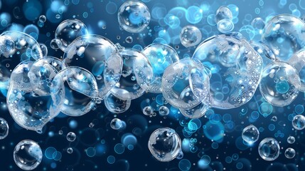 Fototapete - Underwater bubbles modern illustration on transparent background