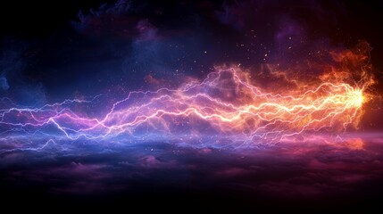Poster - An electric spark or lightning flash on a transparent background. Modern lightning or electricity blast in the sky. Natural phenomenon of human nerve cells.