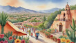 Watercolor Illustration Of Unveiling Mexico'S Cinco De Mayo Traditions And Landscapes