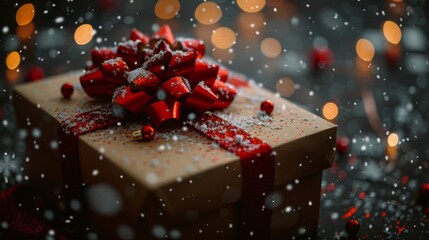 Poster - I opened a red gift box with lights and a red bow