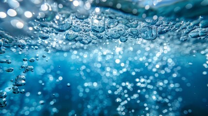 Fototapete - Bubbles of bubbles in water, sea, aquarium, and ocean. Effervescent drink. Undersea modern texture.