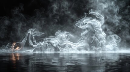 Aufkleber - White steam explosion background with smoke puff isolated on top. Realistic modern column of fire fog or mist texture.