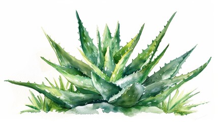 Sticker - Watercolor drawing of aloe vera plant.