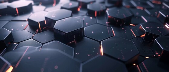 A close up of a black and orange hexagonal pattern