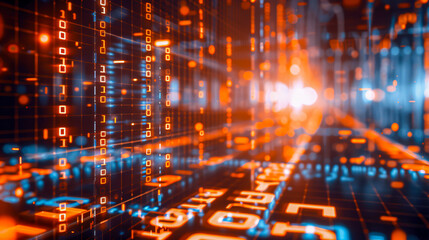 Digital data and network technology, abstract concept of global communication and computing