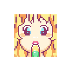 Sticker - Pixel Art Beauty Girl Surprised with Ice Cream