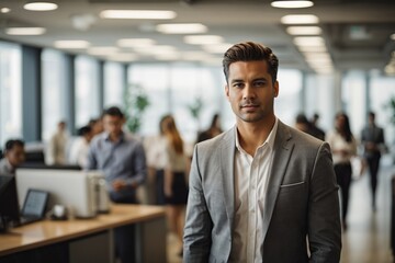 business office with blurred people casual wear