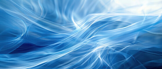 Fototapete - Ethereal blue streams of intertwined light symbolizing connection and technology