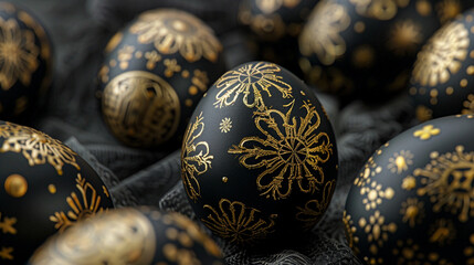 black golden easter eggs