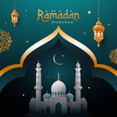 Wall Mural - Ramadan Kareem background template design illustration, Ramadan Eid Mubarak Vector Design Template