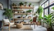 a series of lifestyle images portraying the frame shelves in different room settings, illustrating their functionality and decorative potential. Capture the shelves adorned with plants, books, and dec