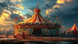 Fototapeta  - AI generated image of a circus tent with beautiful lights