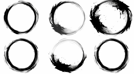 set of circular zen brush for graphic design