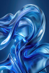 Poster - Abstract fluid art of royal blue curves, a sleek and dynamic visual experience