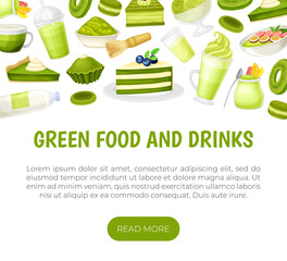 Poster - Green Dessert Banner Design with Sweet Pastry and Confection Vector Template