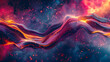 An illustration of vibrant energy waves, with deep space as the background, in a dimension of surreal forms