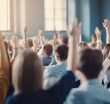 Group of People Raising Hands in Educational Setting Generative AI