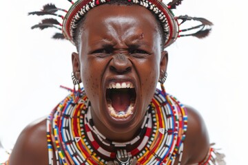 a Maasai Warrior Isolated on white background