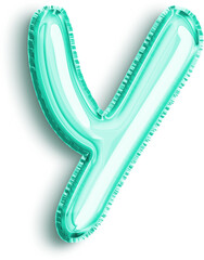 Wall Mural - Turquoise Foil Balloon Capitalized Letter Y