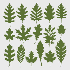 Wall Mural - oak leaf silhouette set