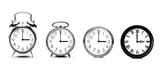Fototapeta Pomosty - Verschiedene Wecker und Uhren mit drei Uhr