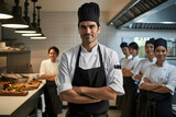 Fototapeta  - Professional Chef and Team in Busy Restaurant Kitchen