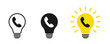 Set of light bulb icons with telephone handset, illustration