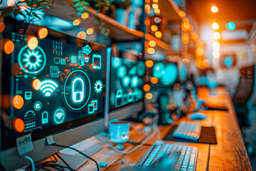 Cybersecurity concept with a hacker attacking a secure network, illustrating the challenges of protecting digital information