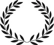 Laurel wreath victory icon collection.Winner award leaf logo.Black silhouette circular laurel foliate icon.