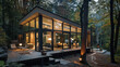 Contemporary forest villa for luxury glamping, with glass cottage providing a cozy retreat in the midst of the woods. --ar 16:9 --v 6.0 - Image #3 @Zubi
