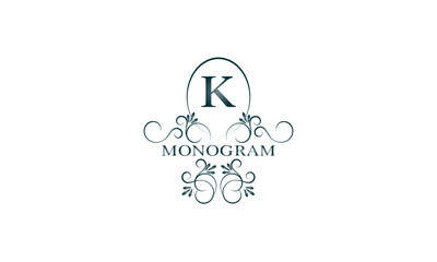 Wall Mural - Elegant logo with initial K. Vintage monogram for business sign, fashion boutique, hotel brand. Vector illustration