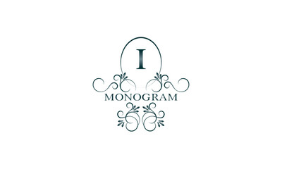 Wall Mural - Elegant logo with initial I. Vintage monogram for business sign, fashion boutique, hotel brand. Vector illustration