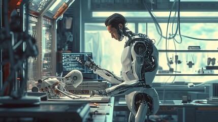 Roboticist Programming Humanoid Robot
