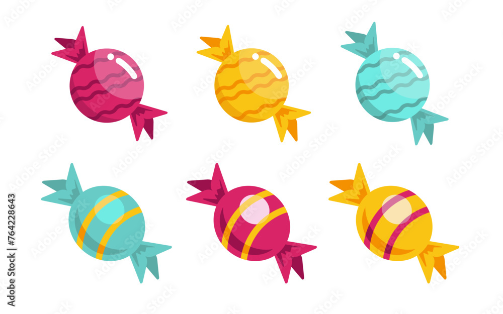 Set of candy illustrations on a white background for print, wall art ...