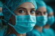 Woman in Surgical Mask Looking at Camera