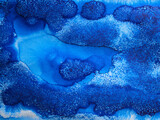 Fototapeta  - Abstract intense blue watercolor background
