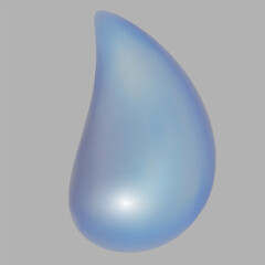 Wall Mural - Vector isolated glossy translucent 3d bubble in shape of liquid drop on gray background. 