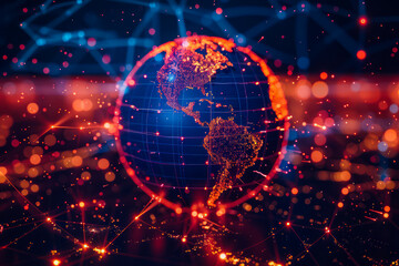 Wall Mural - The globe surrounded by communication networks