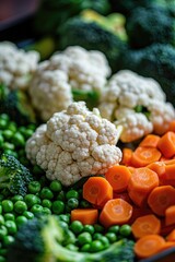 Wall Mural - Assorted steamed vegetables with a focus on cauliflower.