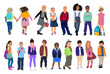 © Creative_Juice_Art - Set of kids, boys and girls vector illustration isolated. Happy elementary, middle school pupils. Collection of children different races and nationality standing and walking, front, back, side view.