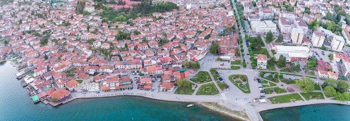 Wall Mural - View of Ohrid old town dominated by Samuel's fortress, North Macedonia