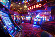 Gambling Inside in a Casino at a Slot Machine