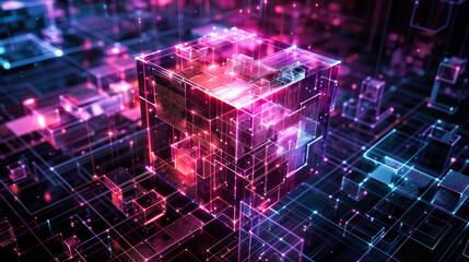 Wall Mural - abstract cyber cube. future technology concept.