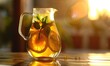 Bergamot tea infusion in a clear glass pitcher